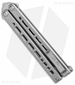 Bear Ops Bear Song VIII Small Clip Point Butterfly Knife Gray (3.75" Satin) 6 Bear Ops Bear Song VIII Small Clip Point Butterfly Knife Gray (3.75" Satin) -Kershaw Sales Shop Bear Ops Bear Song VIII Small Butterfly Gray Satin CP BHQ 145121 jr side