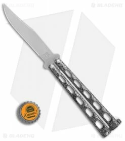 Bear & Son 114 Butterfly Knife Balisong Silver Speckle (4" Satin) -Kershaw Sales Shop Bear Son 114 speckle satin BHQ 0365 er bottlecap