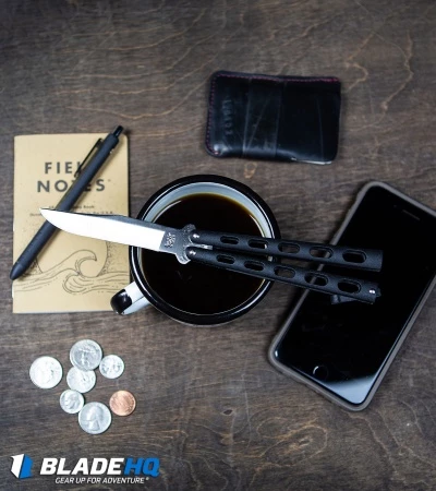 Bear & Son 114AB Large Tanto Butterfly Knife (4" Bead Blast) 4 Bear & Son 114AB Large Tanto Butterfly Knife (4" Bead Blast) - Image 4