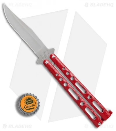 Bear & Son 117 Large Butterfly Knife Red (4" Satin) 4 Bear & Son 117 Large Butterfly Knife Red (4" Satin) - Image 4