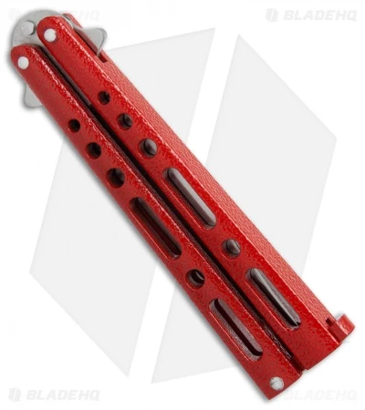 Bear & Son 117 Large Butterfly Knife Red (4" Satin) 2 Bear & Son 117 Large Butterfly Knife Red (4" Satin) - Image 2