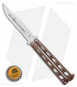 Bear & Son 30th Anniversary 114 Copper Vein Butterfly Knife (4.3" Satin) -Kershaw Sales Shop Bear Son Anniversary 114 Copper Vein Butterfly 5 Satin BHQ 121776 LS Bottlecap