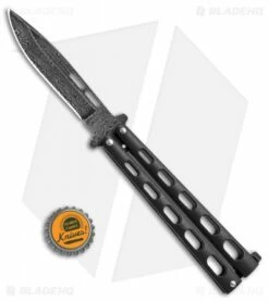 Bear & Son Butterfly Knife Black (4" Damascus) 115D -Kershaw Sales Shop Bear Son Butterfly black damascus BHQ 50074 er size jr