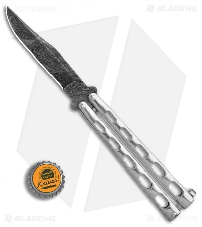 Bear & Son Clip Point Butterfly Knife Stainless Steel (4.1" Damascus) SS14D 4 Bear & Son Clip Point Butterfly Knife Stainless Steel (4.1" Damascus) SS14D - Image 4