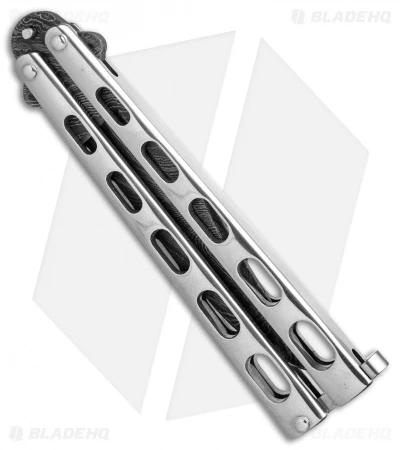 Bear & Son Clip Point Butterfly Knife Stainless Steel (4.1" Damascus) SS14D 2 Bear & Son Clip Point Butterfly Knife Stainless Steel (4.1" Damascus) SS14D - Image 2