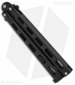 Bear & Son 115TANB Tanto Butterfly Knife Black (4" Black) -Kershaw Sales Shop Bear Son Large Butterfly Black Tanto 115TANB BHQ 50073 jr side