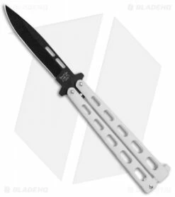 Bear & Son Large Clip Point Butterfly Knife White (4.1" Black) 115W