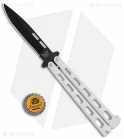 Bear & Son Large Clip Point Butterfly Knife White (4.1" Black) 115W -Kershaw Sales Shop Bear Son Large CP Butterfly White Black 115W BHQ 77306 jr bottlecap 2
