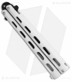 Bear & Son Large Clip Point Butterfly Knife White (4.1" Black) 115W -Kershaw Sales Shop Bear Son Large CP Butterfly White Black 115W BHQ 77306 jr side