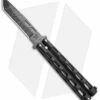 Bear & Son Tanto Butterfly Knife Black (4" Damascus) 115TAND