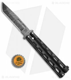 Bear & Son Tanto Butterfly Knife Black (4" Damascus) 115TAND -Kershaw Sales Shop Bear Son Tanto Butterfly Blk Dmscs 115TAND BHQ 50075 jr bottlecap 1