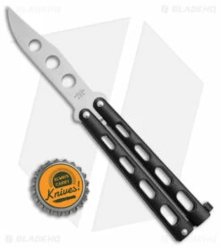 Bear & Son 113BTR Small Butterfly Knife Trainer W/Black Handle (3.3" Dull) -Kershaw Sales Shop Bear and Son 113BTR Small Butterfly Trainer Black Satin BHQ 11912 jr bottlecap