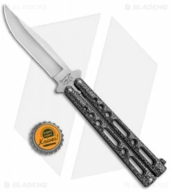 Bear & Son 117 Large Butterfly Knife Gray (4" Satin) -Kershaw Sales Shop Bear and Son 117 Large Butterfly Gray Satin BC117 BHQ 39154 jr bottlecap