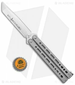 Bear & Son 30th Anniversary Bear Song VIII Butterfly Knife Tanto (5" Satin) -Kershaw Sales Shop Bear and Son 30th Anniversary B 810 Gray Butterfly Tanto Satin BHQ 121786 jr bottlecap
