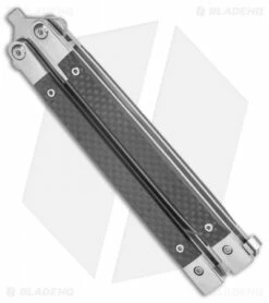 Bear & Son 30th Anniversary Butterfly Knife Carbon Fiber (5" Satin) CF17-S35 -Kershaw Sales Shop Bear and Son 30th Anniversary Butterfly CF 17 CF Satin BHQ 121781 jr side