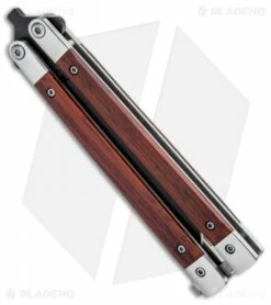 Bear Butterfly Knife W/ Cocobolo Wood Handles (4" Black) CB17 -Kershaw Sales Shop Bear and Son Butterfly Cocobolo Wood Handles Black CB17 BHQ 0888 jr side