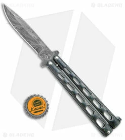 Bear & Son Large Butterfly Knife Galaxy (4" Damascus) 115GXD -Kershaw Sales Shop Bear and Son Butterfly Knife Black Sparkles Damascus DP BHQ 141054 jr bottlecap