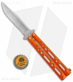 Bear & Son Butterfly Balisong Knife Orange Steel (4" Stonewash) -Kershaw Sales Shop Bear and Son Butterfly Orange SW BHQ 135322 jr bottlecap