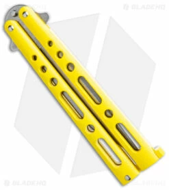 Bear & Son 117 Large Butterfly Knife Yellow (4" SW) 117YSW -Kershaw Sales Shop Bear and Son Butterfly Yellow SW BHQ 138996 jr side