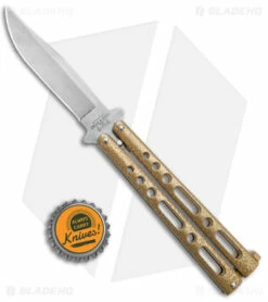 Bear & Son 117 Large Butterfly Knife Gold (4" SW) 117GSW -Kershaw Sales Shop Bear and Son Large Butterfly Gold SW BHQ 140254 jr bottlecap