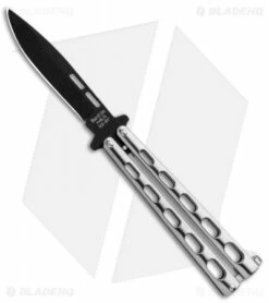 Bear & Son Spear Point Butterfly Knife Stainless Steel (4.1" Black) SS15