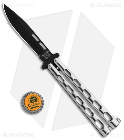 Bear & Son Spear Point Butterfly Knife Stainless Steel (4.1" Black) SS15 4 Bear & Son Spear Point Butterfly Knife Stainless Steel (4.1" Black) SS15 - Image 4