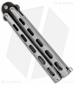 Bear & Son Tanto Butterfly Knife Stainless Steel (4.1" Damascus) SS14AD 6 Bear & Son Tanto Butterfly Knife Stainless Steel (4.1" Damascus) SS14AD -Kershaw Sales Shop Bear and Son Tanto Butterfly SS Damascus SS14AD BHQ 88455 jr side