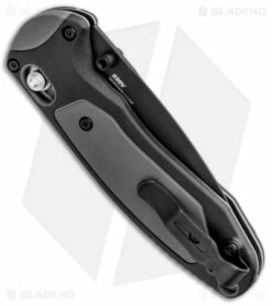 Benchmade 595SBK Mini Boost AXIS-Assist Knife Black/Gray (3.11" Black Serr) -Kershaw Sales Shop Benchmade Mini Boost AXIS Assist Black Gray Black Serr 595SBK BHQ 78761 jr side