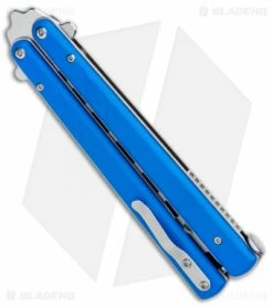Boker Plus Balisong Trainer Butterfly Knife Blue G-10 (4" Satin) -Kershaw Sales Shop Boker Plus Balisong Trainer Blue G 10 Satin 01BO714SOI BHQ 99635 jr side