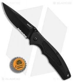 Boker Plus Gemini NGA Spring Assisted Knife Black Polymer (3.18" Black Serr) -Kershaw Sales Shop Boker Plus Gemini NGA Black black serr BHQ 80765 er bottlecap