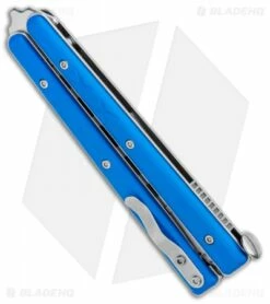 Boker Plus Mini Balisong Trainer Blue G-10 (3.25" Satin) 01BO716SOI -Kershaw Sales Shop Boker Plus Mini Balisong Trainer Blue G 10 Satin 01BO716SOI BHQ 99640 jr side