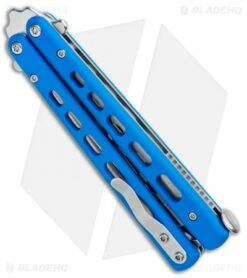 Boker Plus Mini Balisong Trainer Blue G-10 (3.25" Satin) 01BO715SOI -Kershaw Sales Shop Boker Plus Mini Balisong Trainer Blue Holes G 10 Satin 01BO715SOI BHQ 99636 jr side