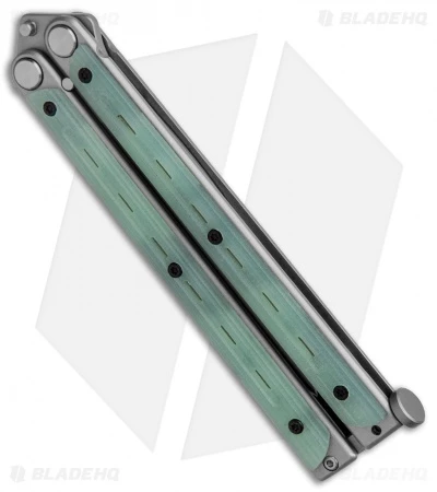 Bradley Kimura Butterfly Balisong Knife Natural Jade G-10 (3.9" Bead Blast) 3 Bradley Kimura Butterfly Balisong Knife Natural Jade G-10 (3.9" Bead Blast) - Image 3