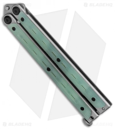 Bradley Kimura Butterfly Balisong Knife Natural Jade G-10 (3.9" Bead Blast) 2 Bradley Kimura Butterfly Balisong Knife Natural Jade G-10 (3.9" Bead Blast) - Image 2