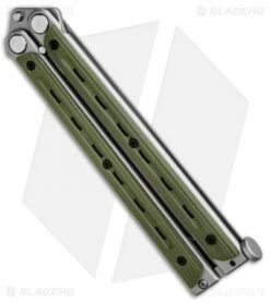 Bradley Kimura Butterfly Balisong Knife Green G-10 (3.9" Bead Blast) -Kershaw Sales Shop Bradley Kimura Butterfly Balisong SP OD Green G 10 BCC901 BHQ 85617 jr side