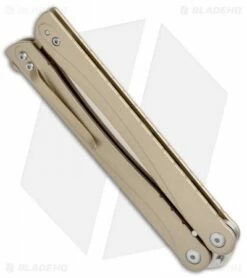 Brous Blades Balisong B3 Butterfly Knife Burnt Bronze Cerakote SS (4.25" Satin) -Kershaw Sales Shop Brous Balisong B3 Butterfly Burt Bronze Cerakote SS BHQ 50404 jr side