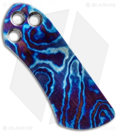 CMF Metalworks Heated Timascus Spyderco Pocket Clip - Blue/Purple -Kershaw Sales Shop CMF Metalworks Heated Timascus Spyderco Pocket Clip Blue Purple BHQ 74695 jr