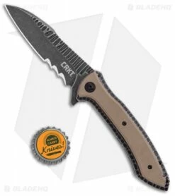 CRKT Apoc W/VEFF Serrations Liner Lock Knife Green G-10 (4" Black) 5381 -Kershaw Sales Shop CRKT Apoc VEFF Serr LL Green G 10 Black SW 5381 BHQ 103937 jr bottlecap