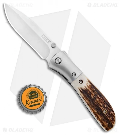 CRKT Carson M4-02 Stag Spring Assisted Knife (3.25" Satin) M4-02S 4 CRKT Carson M4-02 Stag Spring Assisted Knife (3.25" Satin) M4-02S - Image 4