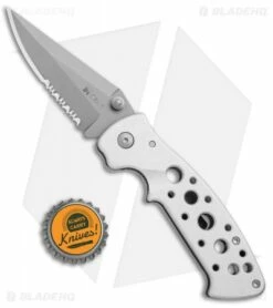 CRKT Crawford Kasper Professional Liner Lock Knife Silver (3.75" Gray Serr) 7728 -Kershaw Sales Shop CRKT Crawford Kasper Professional LL Silver Gray Serr 7728 BHQ 75702 jr bottlecap