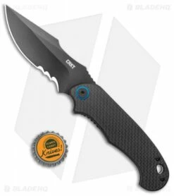 CRKT PSD Liner Lock Spring Assisted Knife Black G-10 / CF (3.6" Black Serr) -Kershaw Sales Shop CRKT PSD CF G 10 Base LL DP Black BHQ 138951 jr bottlecap