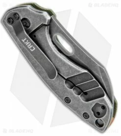 CRKT Pilar Exclusive Frame Lock Knife Green Micarta (2.4" Smokewash D2) -Kershaw Sales Shop CRKT Pilar FL Green Micarta Smokewash D2 BHQ 113627 jr side