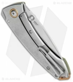 CRKT Exclusive Burnley Tuna Frame Lock Knife Green Micarta (3.3" Satin S35VN) -Kershaw Sales Shop CRKT Tuna FL Green Micarta Satin BHQ 113868 jr side
