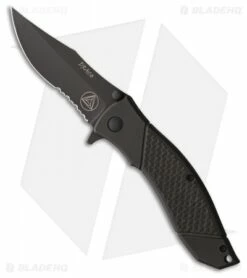 Combative Edge Draco D1 Spring Assisted Knife Black (3.5" Black Serr)