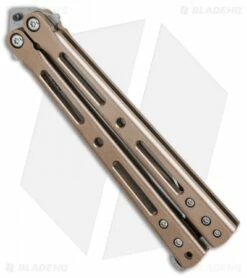 DogBite Knives DB3.1 Balisong Butterfly Knife Bronze/Gold Ti (4" Stonewash) -Kershaw Sales Shop DogBite Knives DB3 1 bronze gold ti sw 440c BHQ 74387 er spine