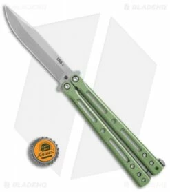 DogBite Knives DB3.1 Balisong Butterfly Knife Green Titanium (4" Stonewash) -Kershaw Sales Shop DogBite Knives DB3 1 green ti sw 440c BHQ 35284 er bottlecap