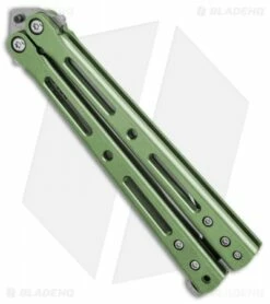 DogBite Knives DB3.1 Balisong Butterfly Knife Green Titanium (4" Stonewash) -Kershaw Sales Shop DogBite Knives DB3 1 green ti sw 440c BHQ 35284 er spine