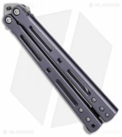 DogBite Knives DB3.1 Balisong Butterfly Knife Purple Ti (4" Stonewash) -Kershaw Sales Shop DogBite Knives DB3 1 purple ti sw 440c BHQ 74381 er spine