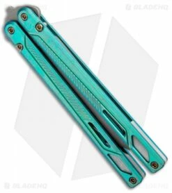 EOS Serpent Balisong Butterfly Knife Antique Green Ti (4.1" Stonewash) -Kershaw Sales Shop EOS Serpent Balisong Ti Antique Green BHQ 91917 jr side
