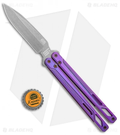 EOS Serpent Balisong Butterfly Knife Purple Ti (4.1" Stonewash) 4 EOS Serpent Balisong Butterfly Knife Purple Ti (4.1" Stonewash) - Image 4
